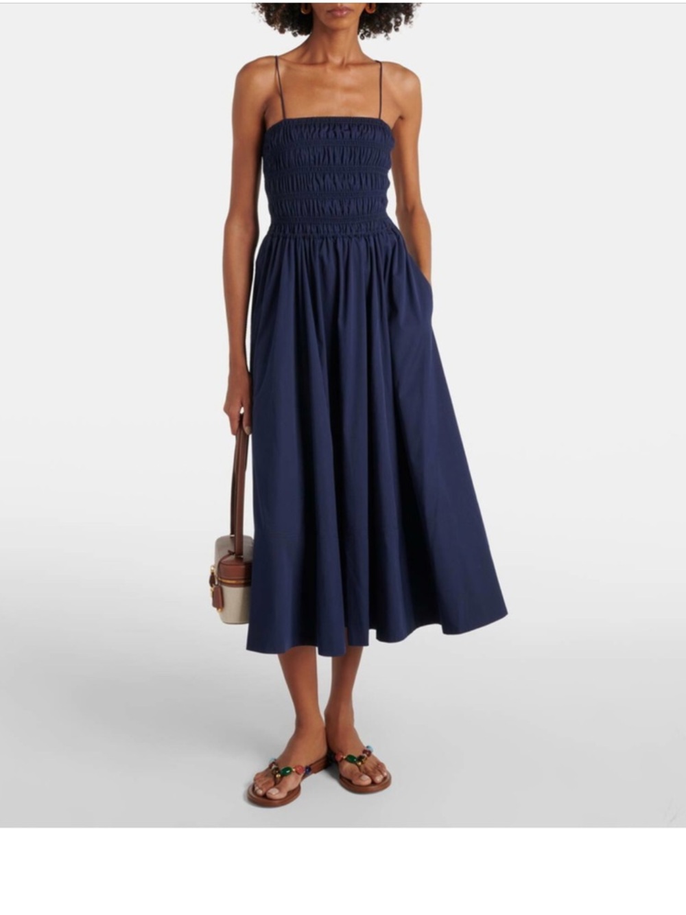 Polo Ralph Lauren Navy Smocked Bodice Maxi Dress with Spaghetti Straps